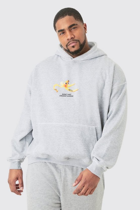 Plus kastiger Oversize Hoodie mit Print