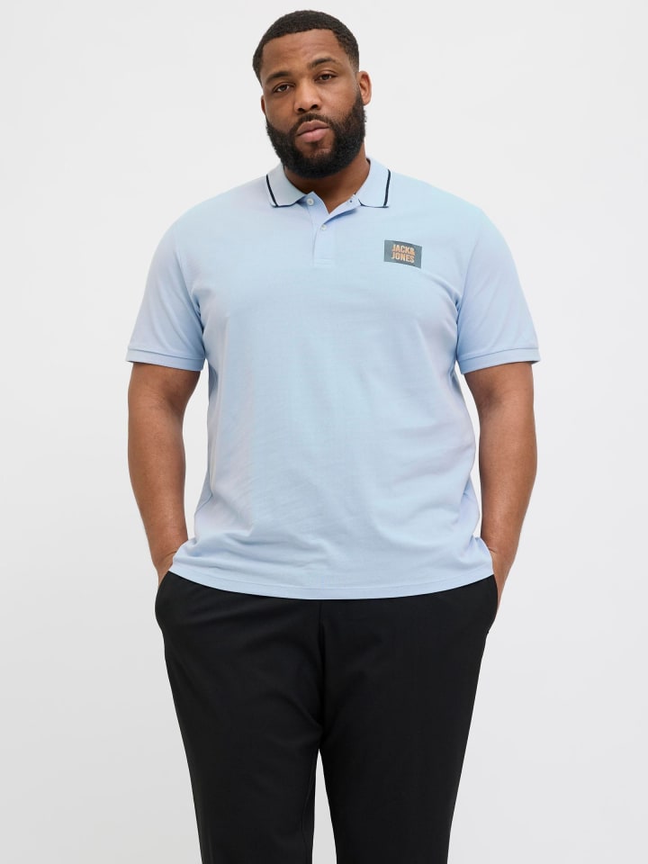 JACK & JONES PLUS Poloshirt in Chambray Blue günstig kaufen