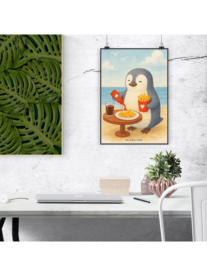 Mr. & Mrs. Panda Poster Pinguin Pommes Design ohne Spruch in Weiß günstig kaufen
