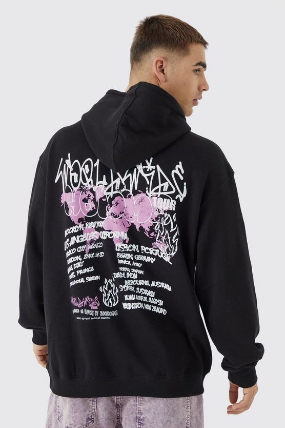 Oversize Hoodie mit Homme Graffiti-Print