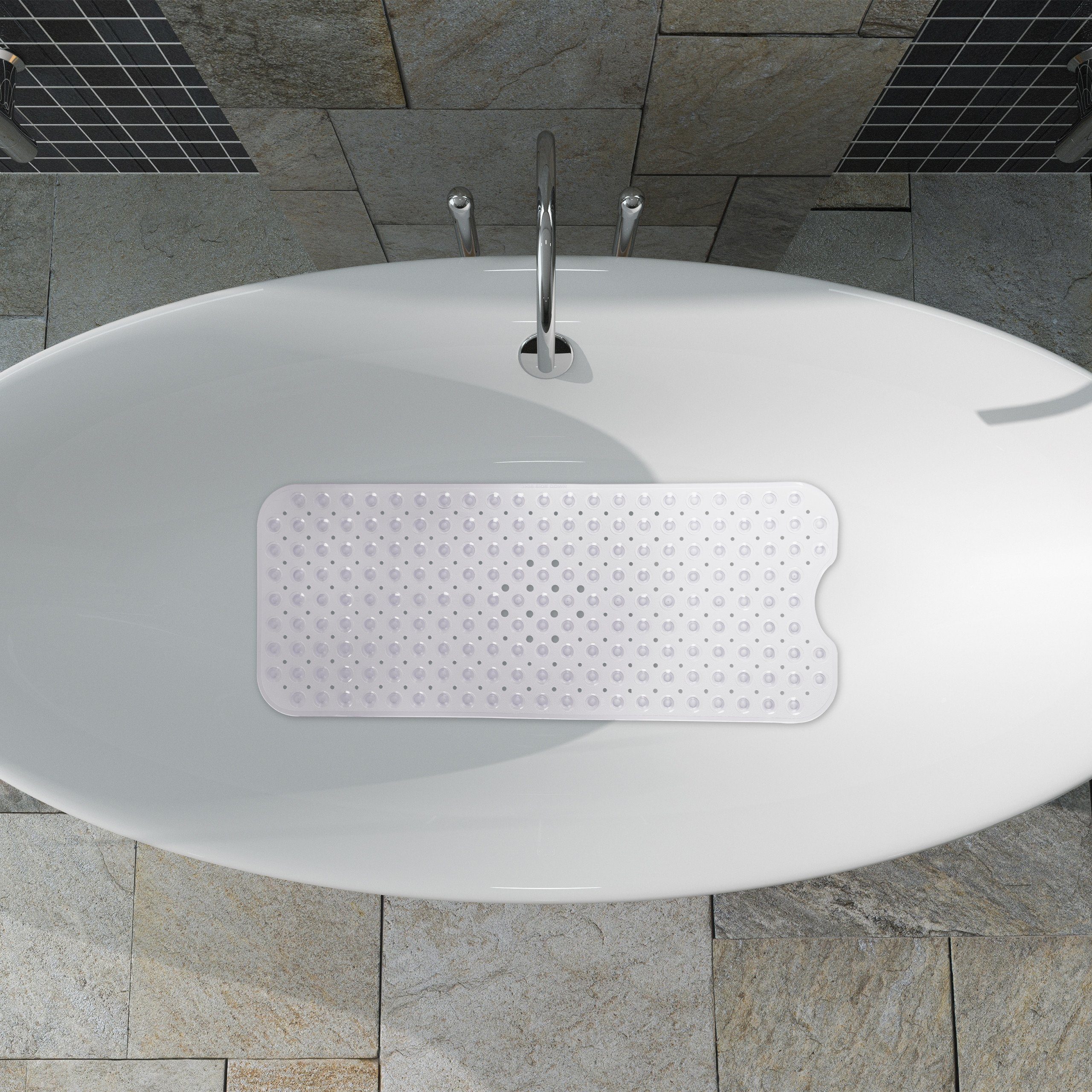 Duschmatte Badewannenmatte XXL relaxdays, Höhe 7 mm, Kunststoff, Transparent