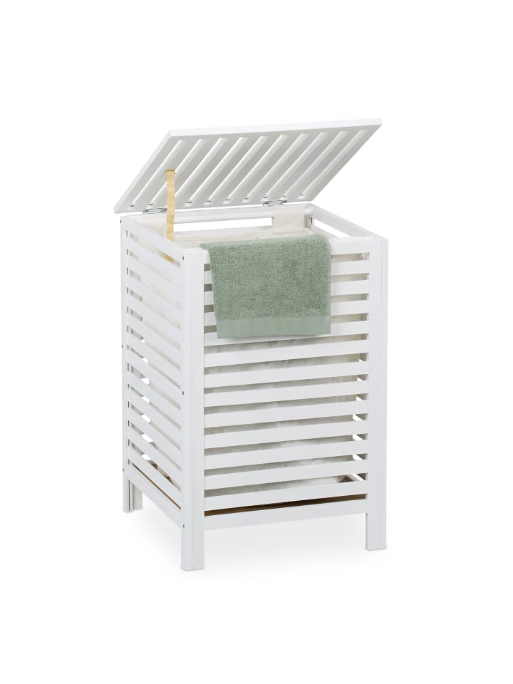 relaxdays Wäschetruhe in Weiß - (B)45 x (H)65,5 x (T)45 cm günstig kaufen onesize