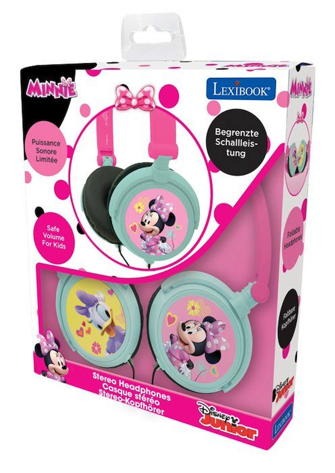 Casque stéréo filaire pliable pour enfants avec limitation de volume d'écoute Minnie rose