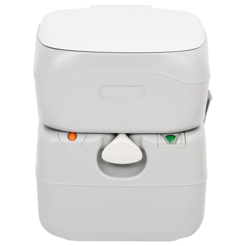 vidaXL Campingtoilette Camping-Toilette Tragbar Grau und Weiß 22 12 L HDPE