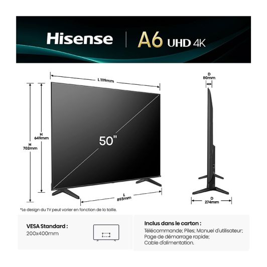 HISENSE 50A6Q - Televizor inteligent 50