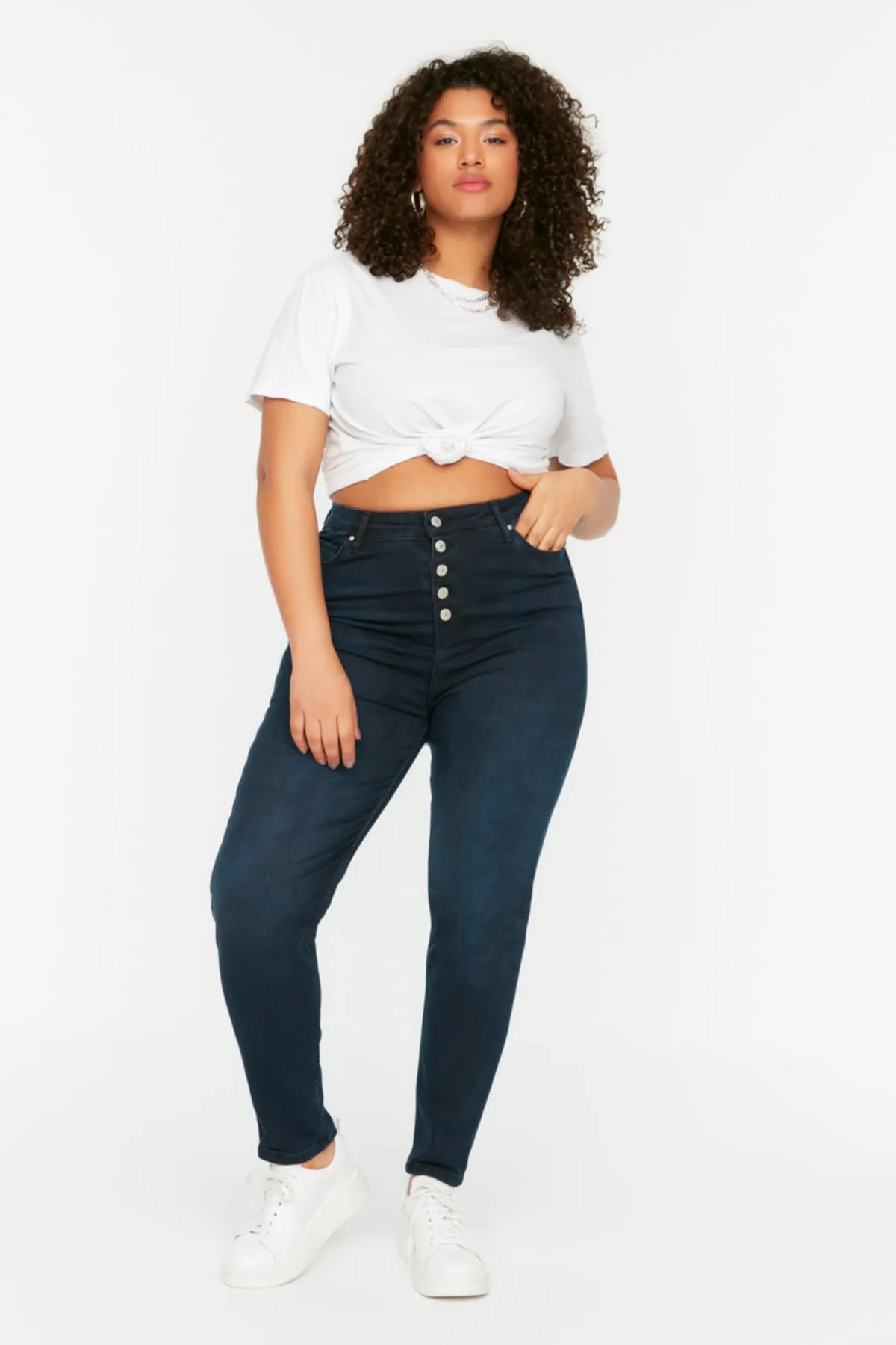 Trendyol Curve  Dunkelblaue Skinny Jeans mit hoher Taille