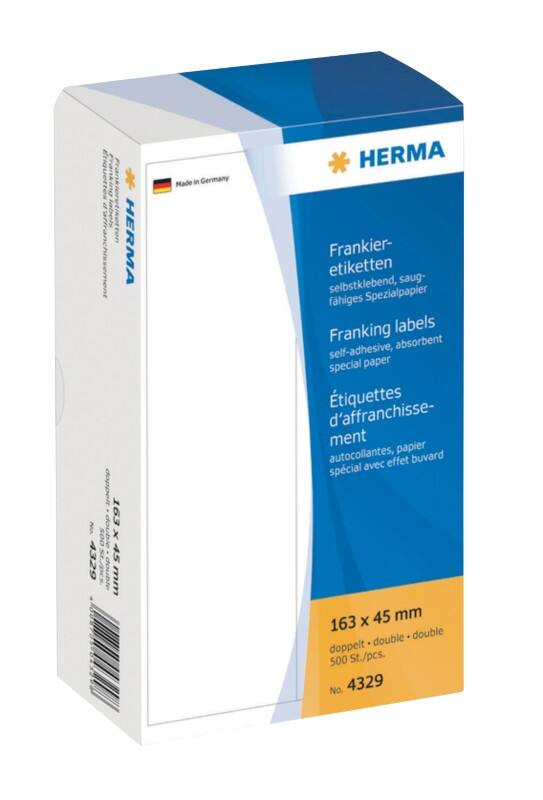 HERMA Frankieretiketten 4329 Weiß 163 x 45 mm 1 Blatt à 500 Etiketten