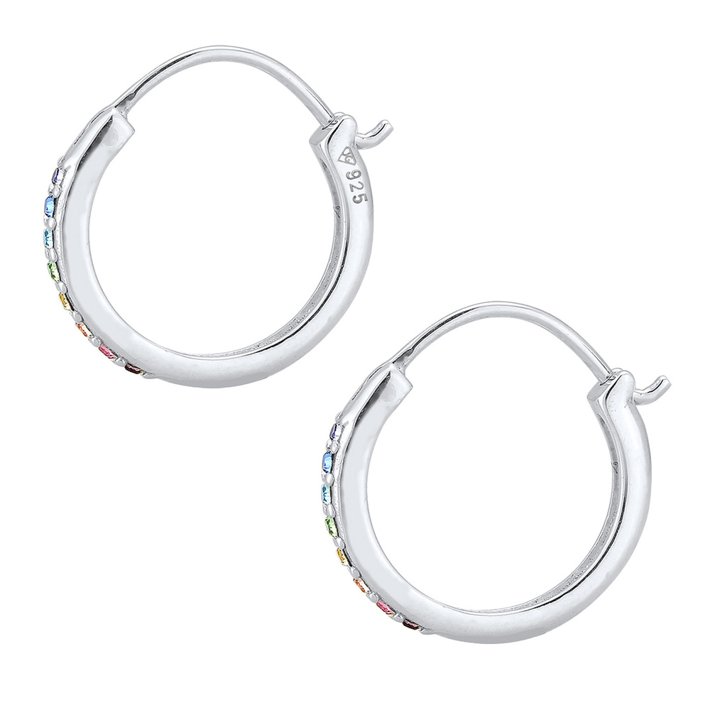 Elli Elli Boucles d'Oreilles Femmes Créoles Arc-en-ciel Filigrane avec Cristaux en Arg Boucles d'oreilles