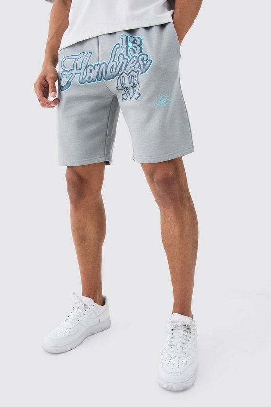 Kastige Oversize Shorts mit Homme-Print