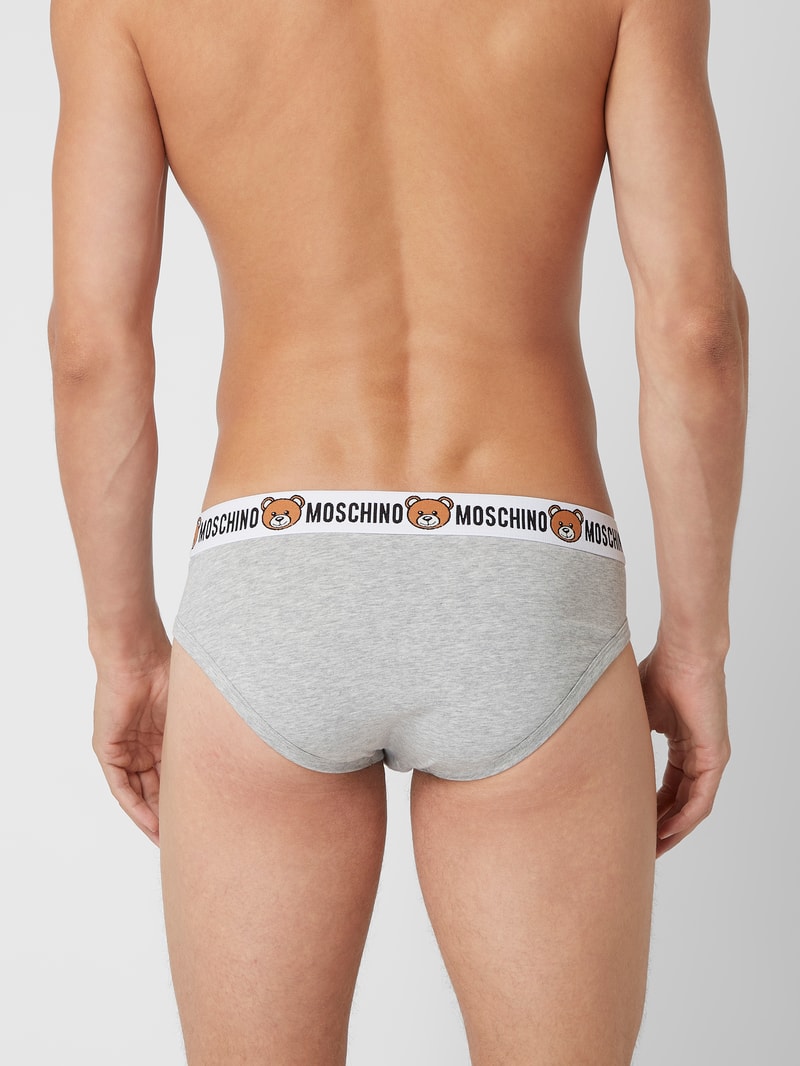 Slip mit Stretch-Anteil im 2er-Pack in mittelgrau meliert