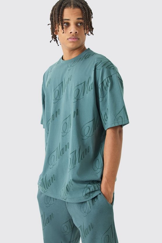 Man T-Shirt mit geteiltem Saum & Jogginghose