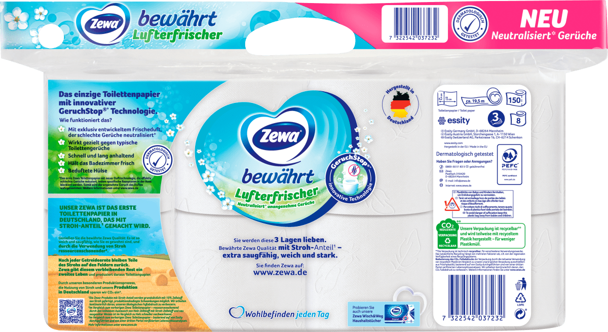 Toilettenpapier Lufterfrischer 3-lagig (8x150 Blatt), 8 St