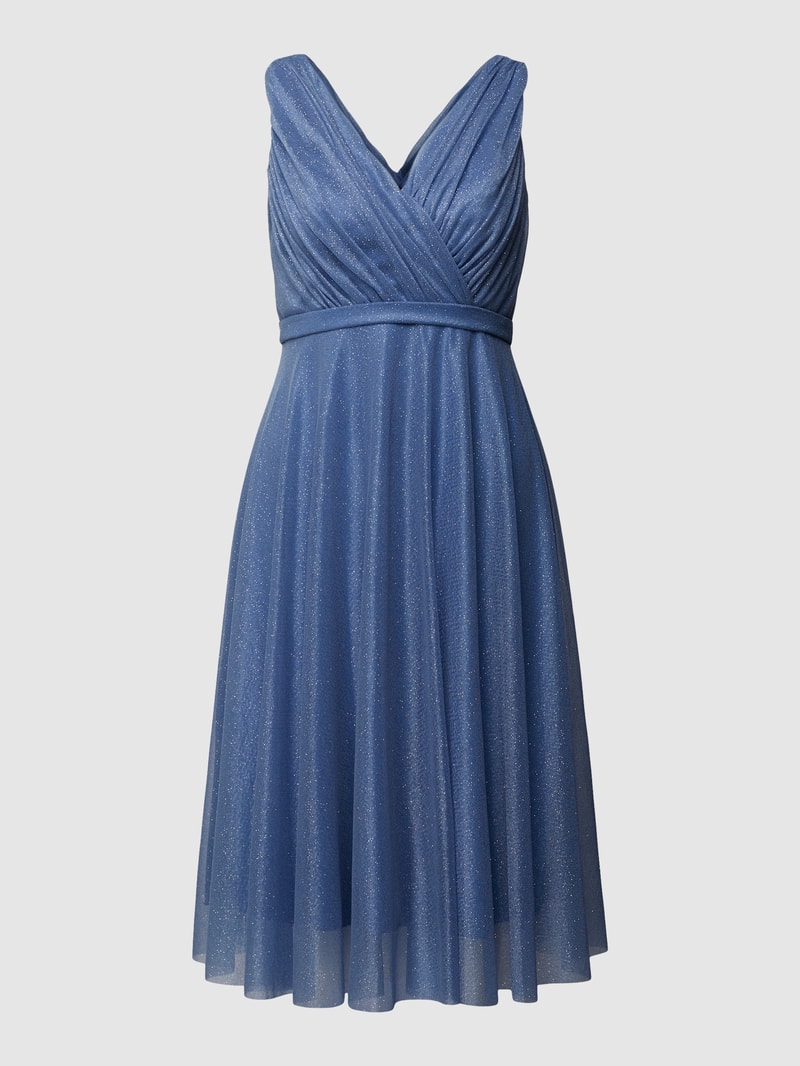 Cocktailkleid mit Taillenpasse in bleu