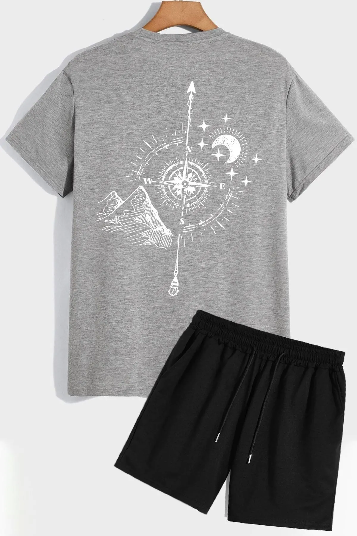 trendypassion  Compass Shorts T-Shirt-Trainingsanzug-Set