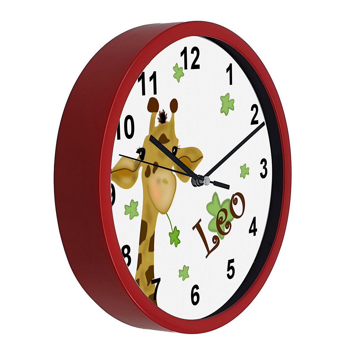 Kinder Wanduhr laufruhig personalisiert mit Name Giraffe