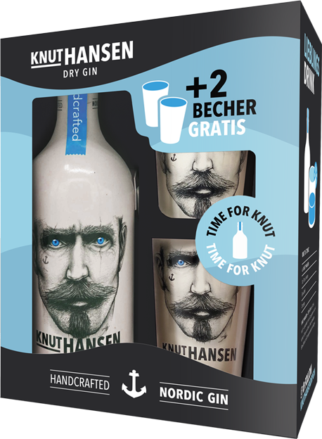 Knut Hansen Dry Gin mit 2 Bechern