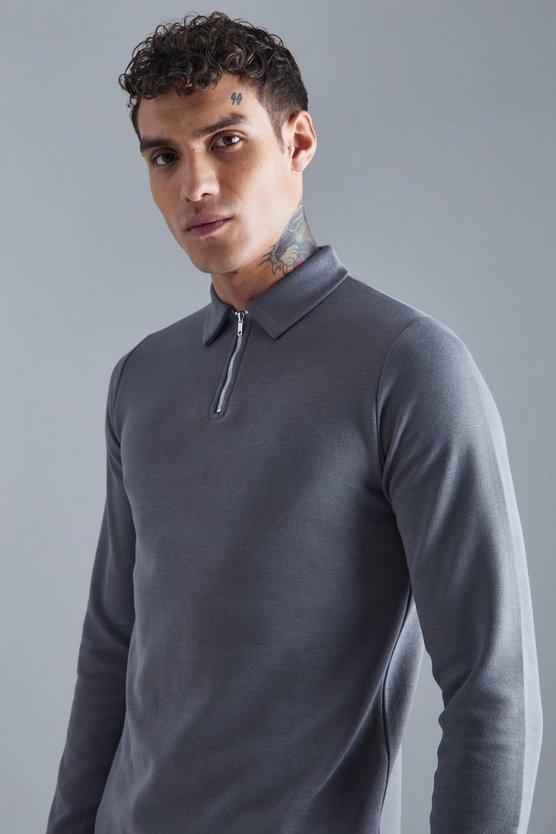 Langärmliges Slim-Fit Poloshirt