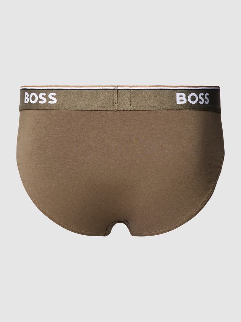 Slip mit Label-Bund Modell 'Brief' im 3er-Pack in olivgrün