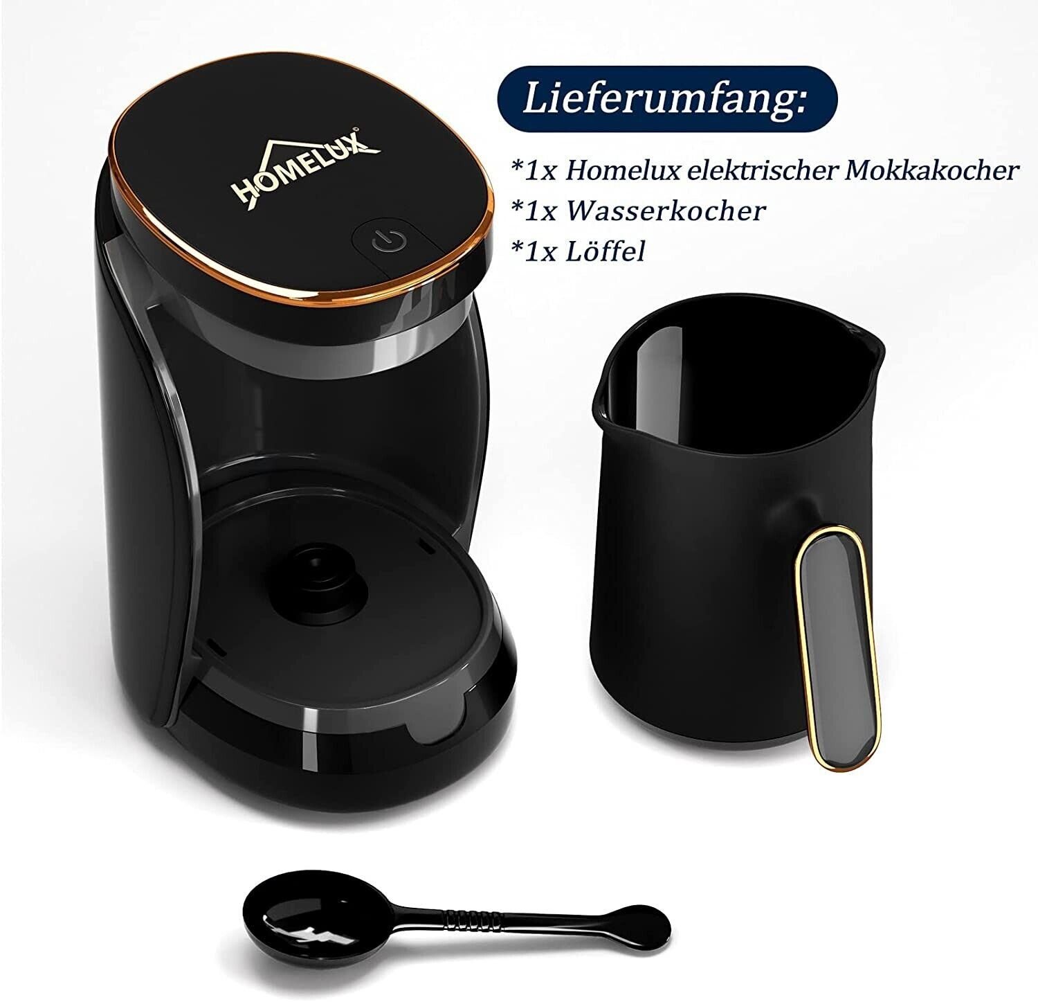 HOMELUX Espressomaschine 400ML Türkischer Kaffeekocher, 500W Mokka Maschine Edelstahl