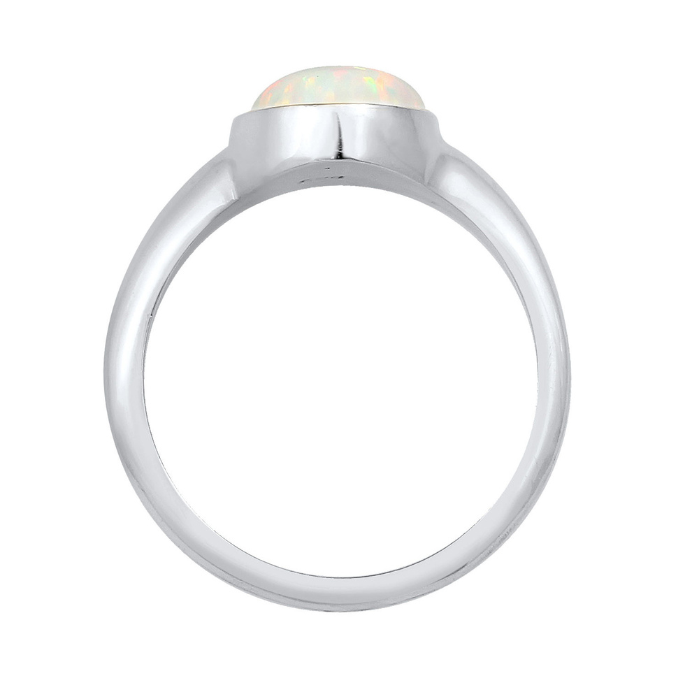 Elli Elli Bague Femmes Sceau Tendance avec Opale Synthétique en Argent Sterling 925 Pl Bague