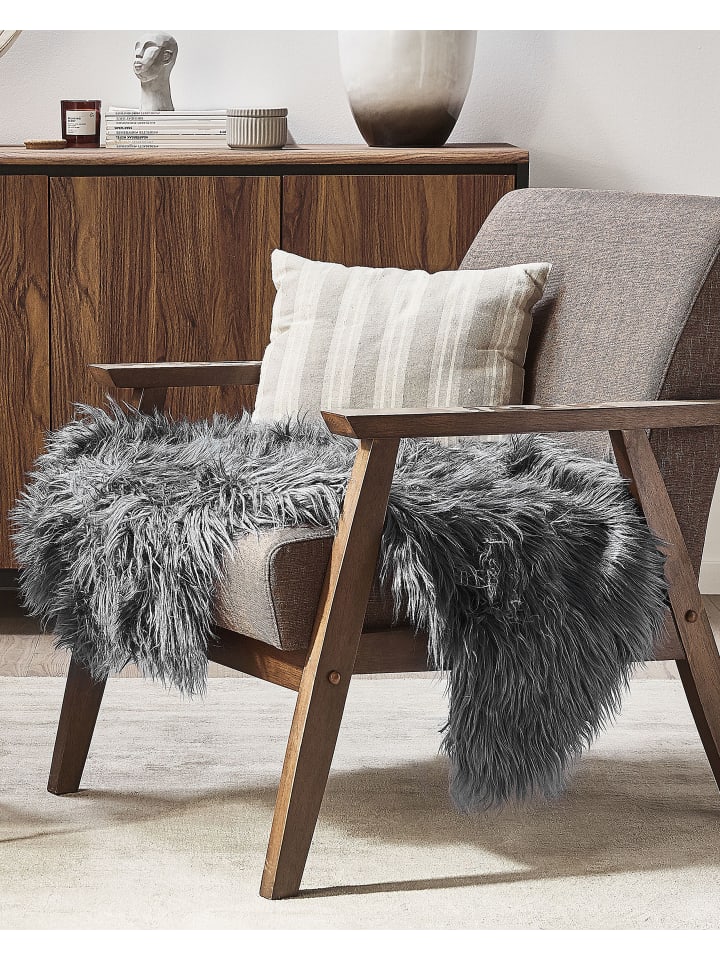 Beliani Schaffell MUNGO in Grau - (W) 63 x (H) 3 x (L) 95 cm günstig kaufen onesize