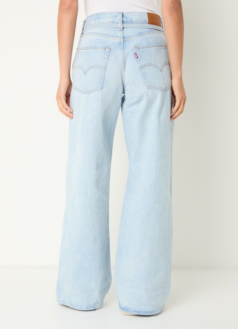 Levi's High waist wide leg jeans with light wash and tie belt