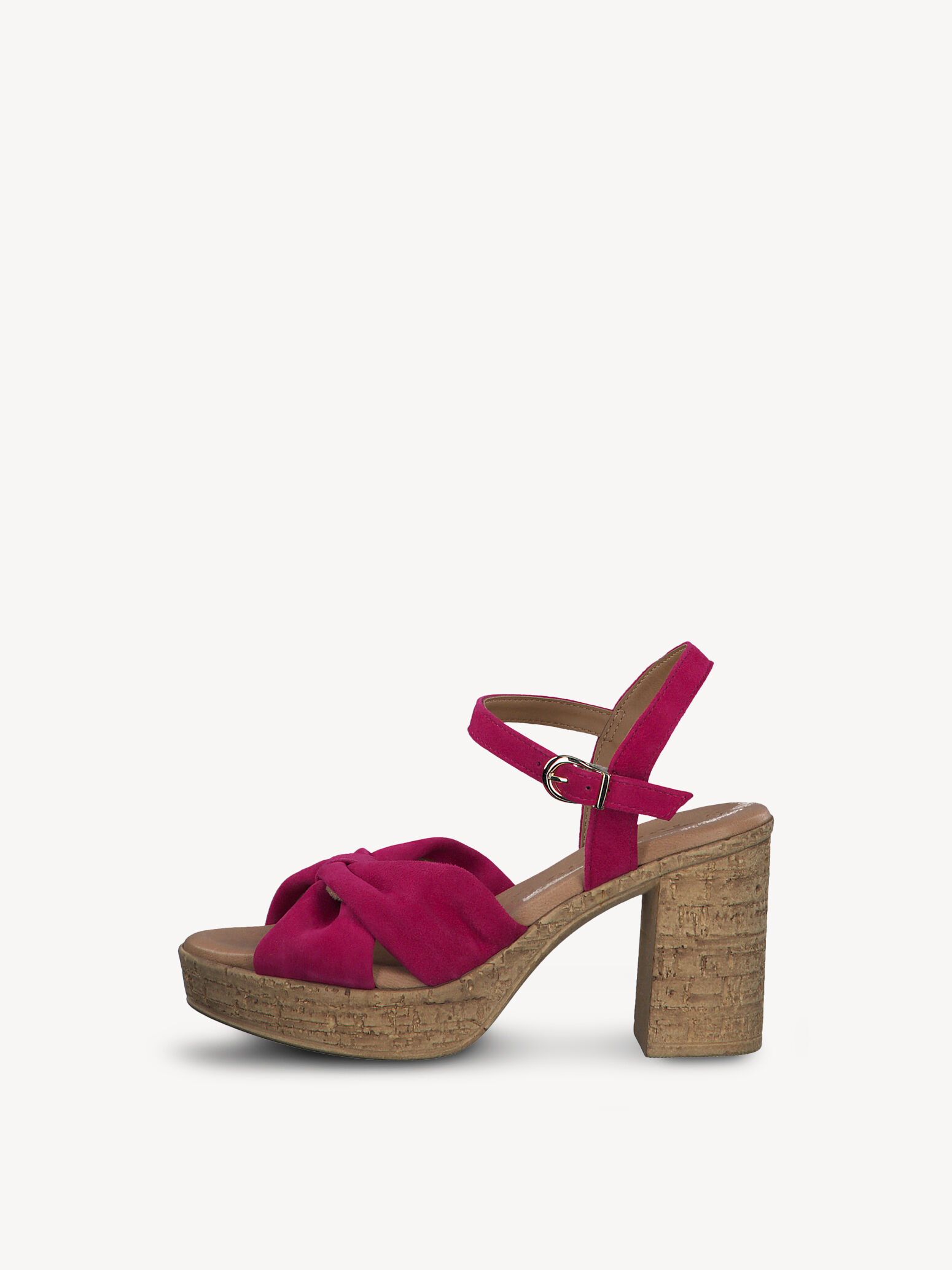 Sandale à talon en cuir - rose fuchsia