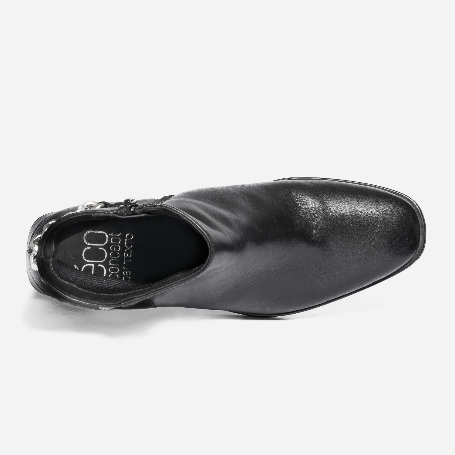 Boots noir en cuir avec chaîne
