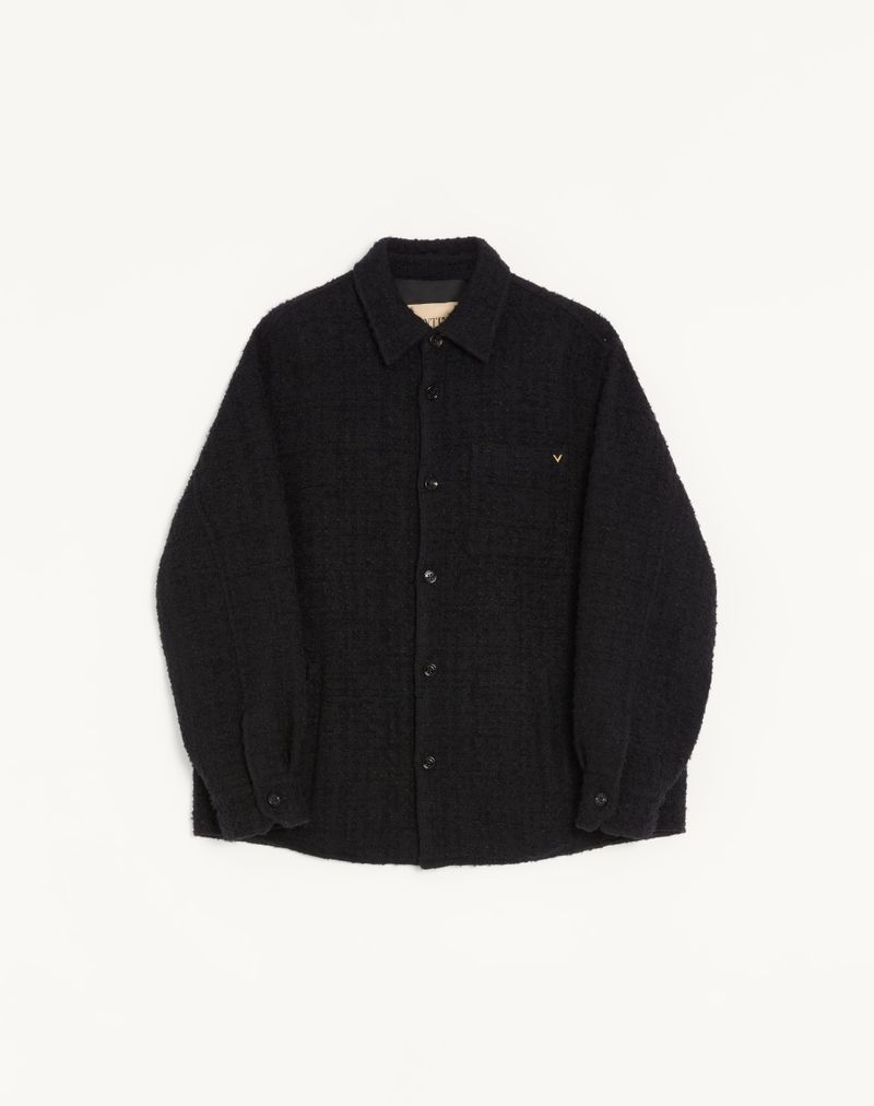 Jaqueta camisa Valentino em tweed de algodão com detalhes dourados