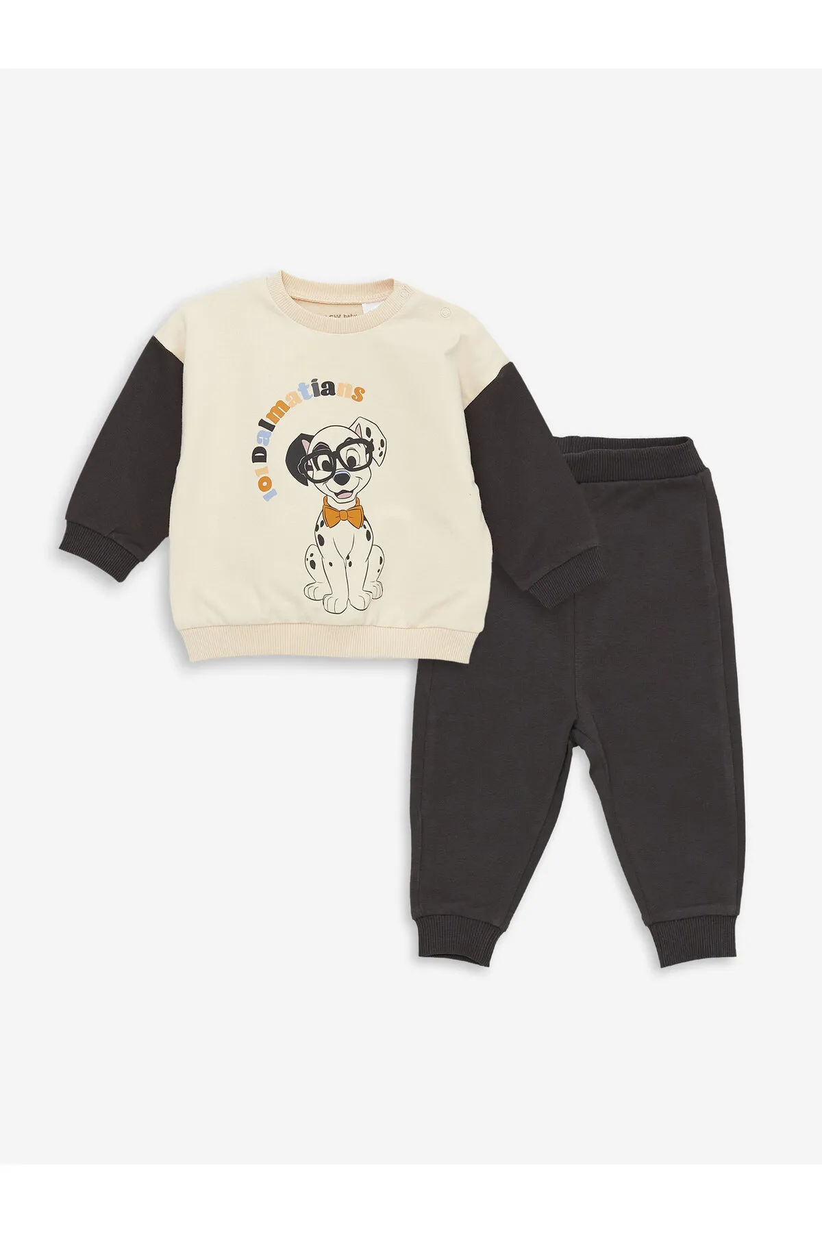 LC Waikiki  2-teiliges Set aus bedrucktem Sweatshirt und Hose für Babys mit Rundhalsausschnitt und langen Ärmeln