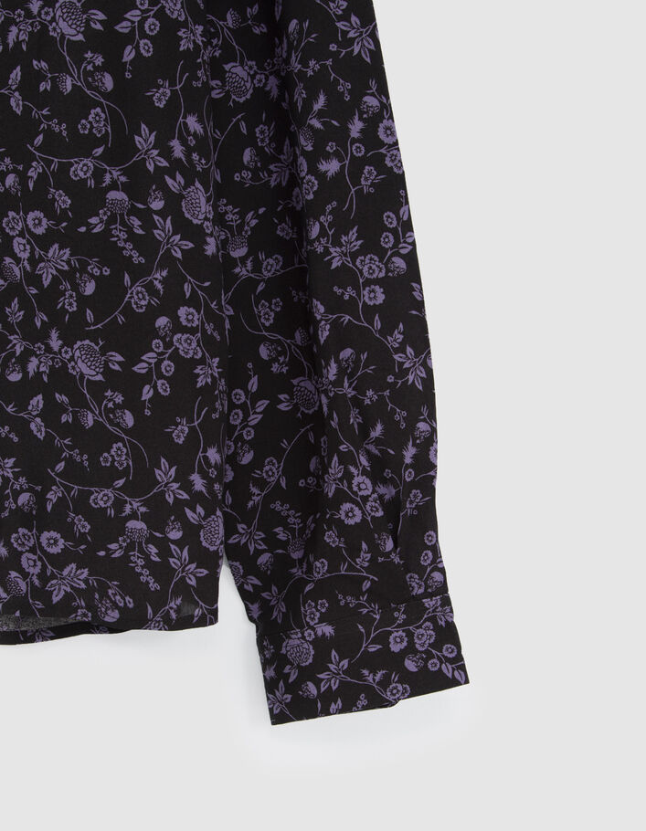 Chemise SLIM noire LENZING™ ECOVERO™ motif fleurs violines Homme