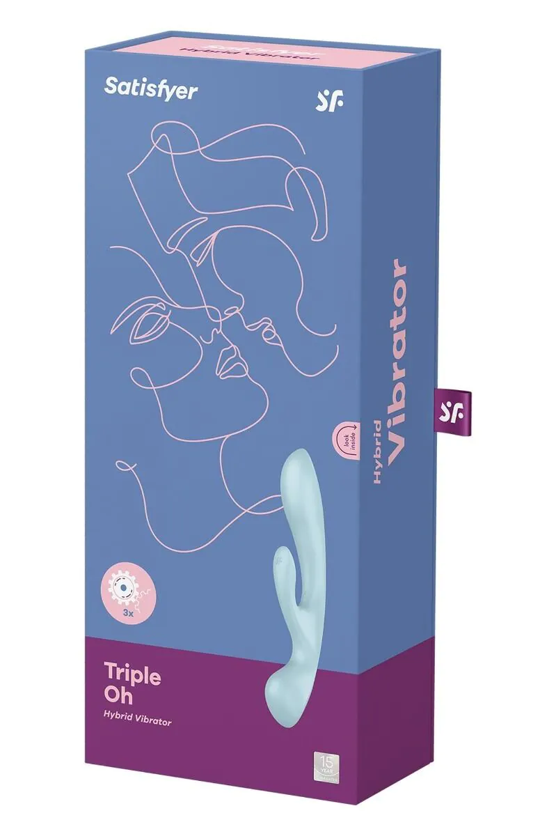Satisfyer Masażer Triple Oh Lyseblå