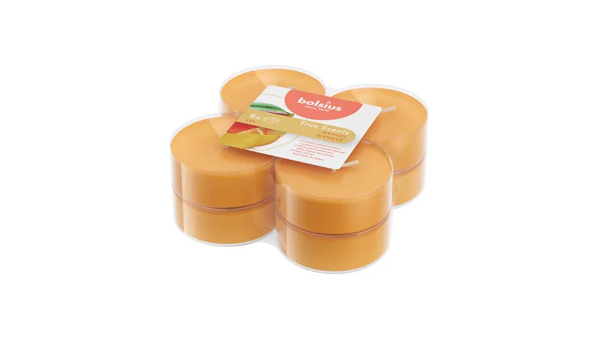 bolsius Maxi-Teelichte True Scents 8h 8er Pack Mango Mango