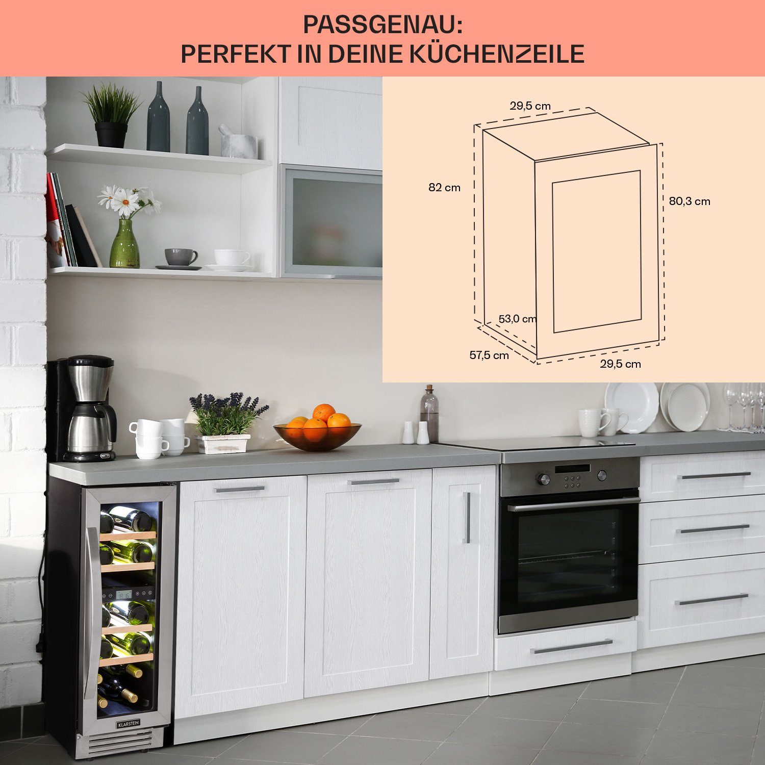 Klarstein Weinkühlschrank Vinovilla Duo 17, für 17 Standardflaschen á 0,75l,2 Zonen Wein Flaschenkühlschrank Weintemperierschrank Weinschrank