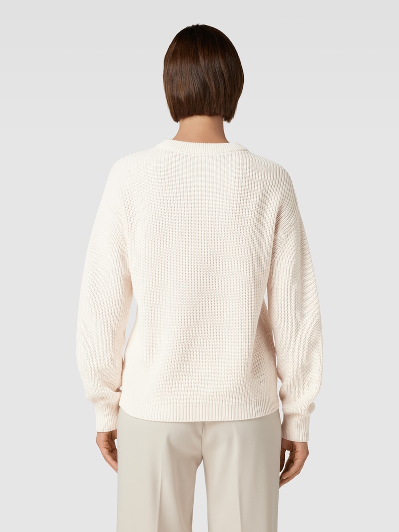 Strickpullover mit gerippten Abschlüssen in ecru