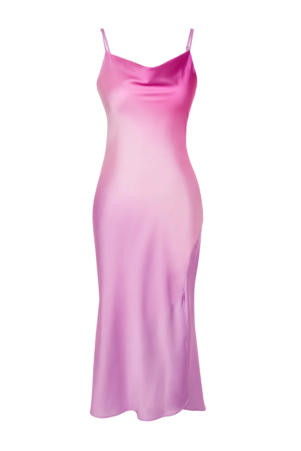 Trendyol Collection  Rosa-mehrfarbiges, gemustertes, gefüttertes Abendkleid aus Satin mit Farbverlauf TPRSS19BB0058