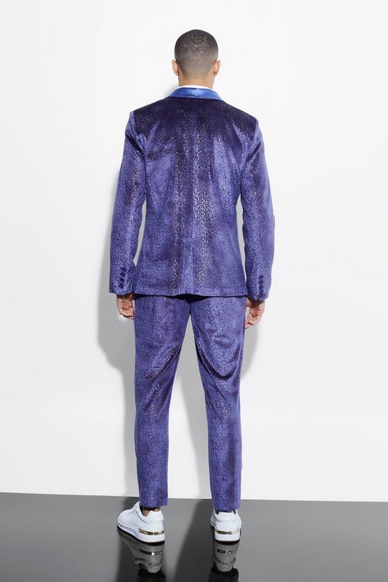 Slim-Fit Velour-Anzugjacke mit Barock-Print