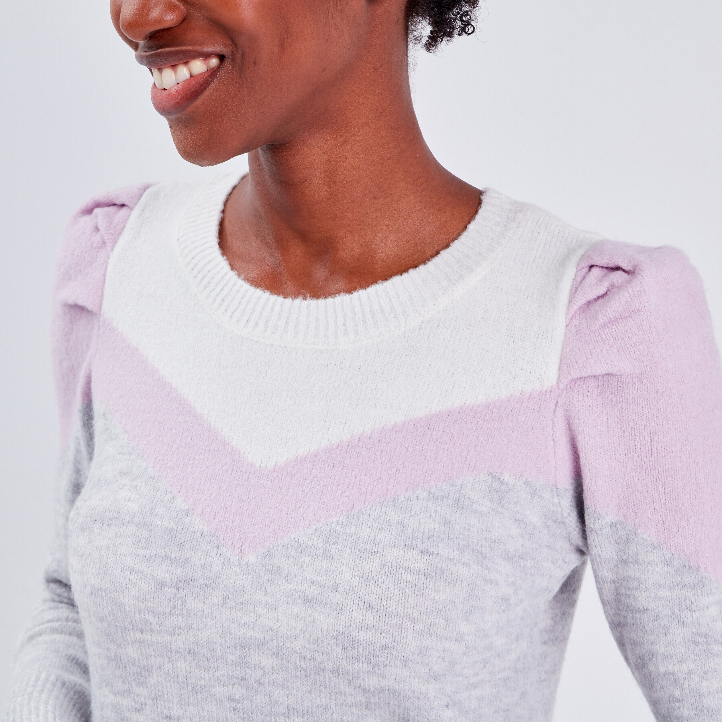 Pull épaules froncées gris clair femme | Cache Cache
