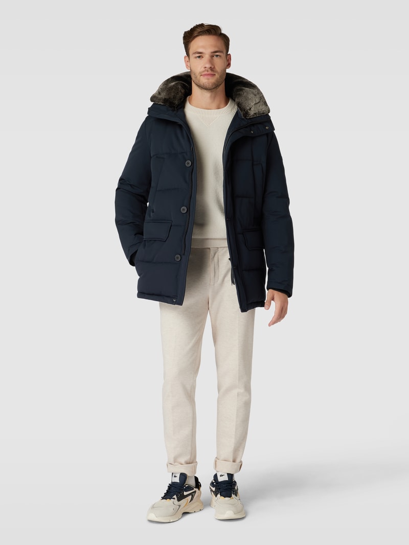 Parka mit Knopf- und Reißverschluss in marineblau