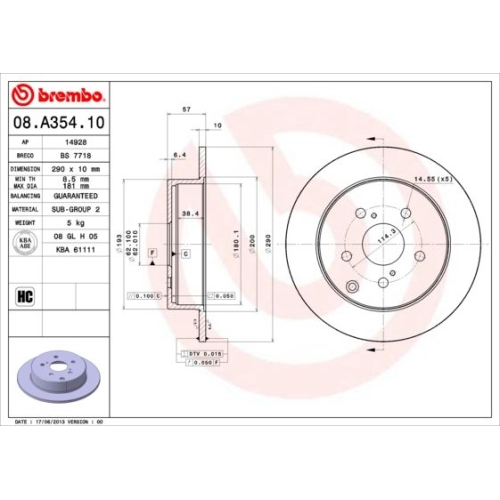 08.A354.10 BREMSSCHEIBE BREMBO HA  VP2 - ATU