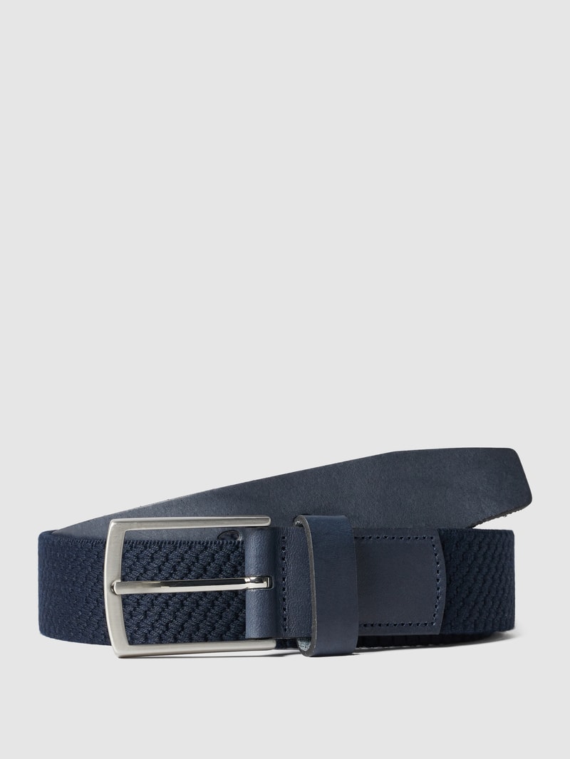 Gürtel aus Leder und Textil in marineblau