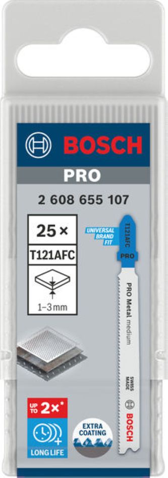 Bosch Blauw Accessoires 2608655107 PRO Metal medium T121AFC decoupeerzaagblad 92 mm 25 stuks