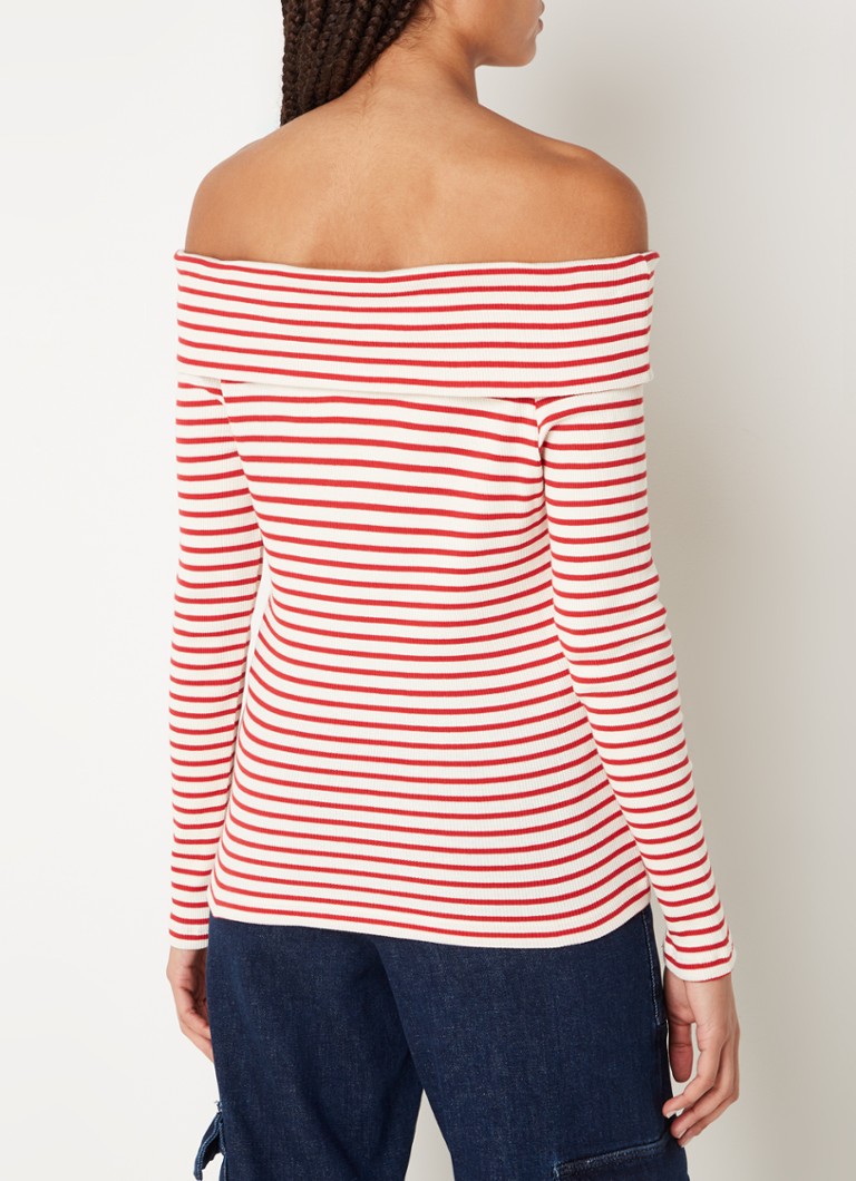 ba&sh Sissi off shoulder top with stripe print