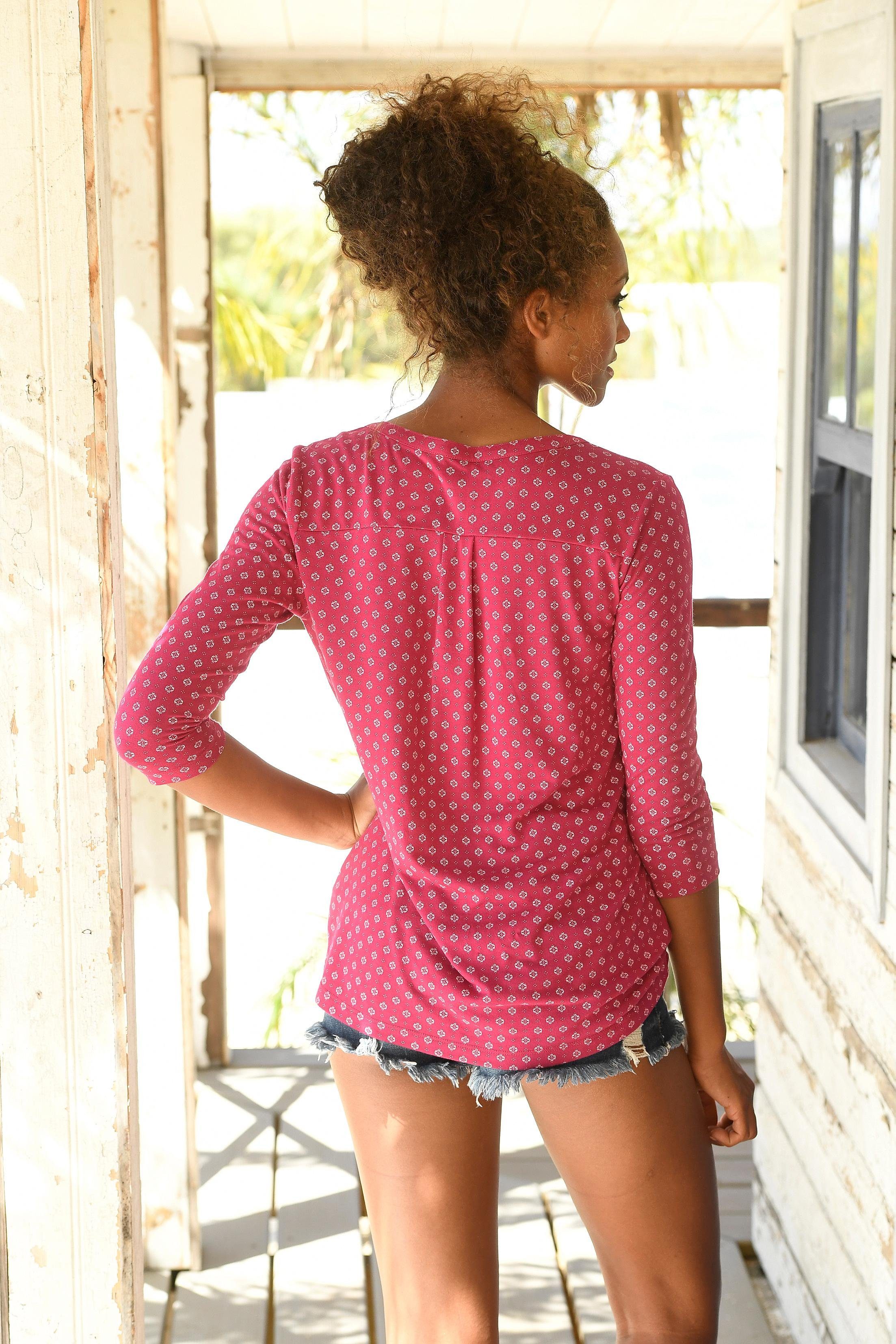 LASCANA 3/4-Arm-Shirt in modischer Blusenoptik