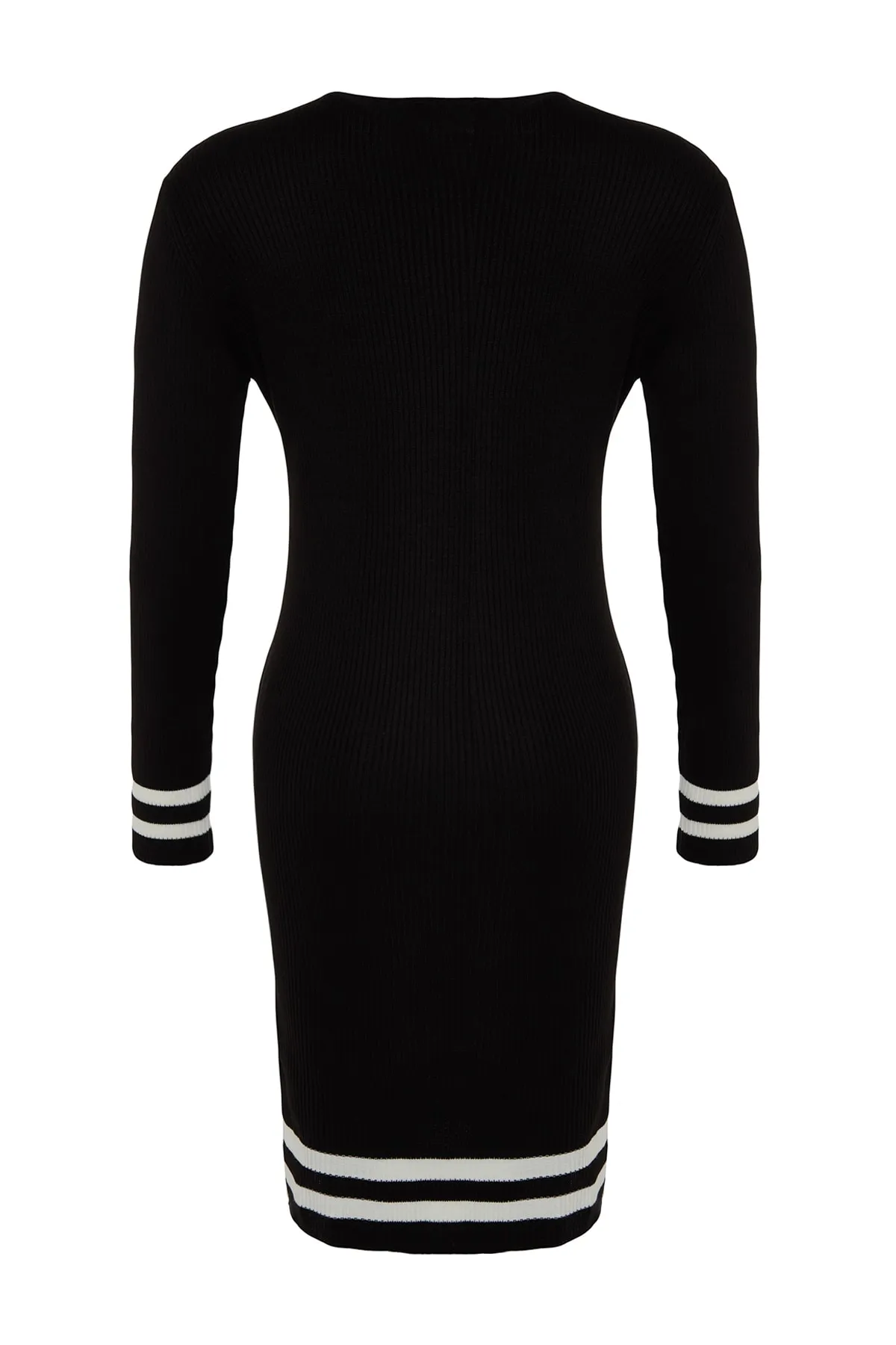 Trendyol Curve  Schwarzes Strickkleid mit Streifendetail TBBAW24AH00019