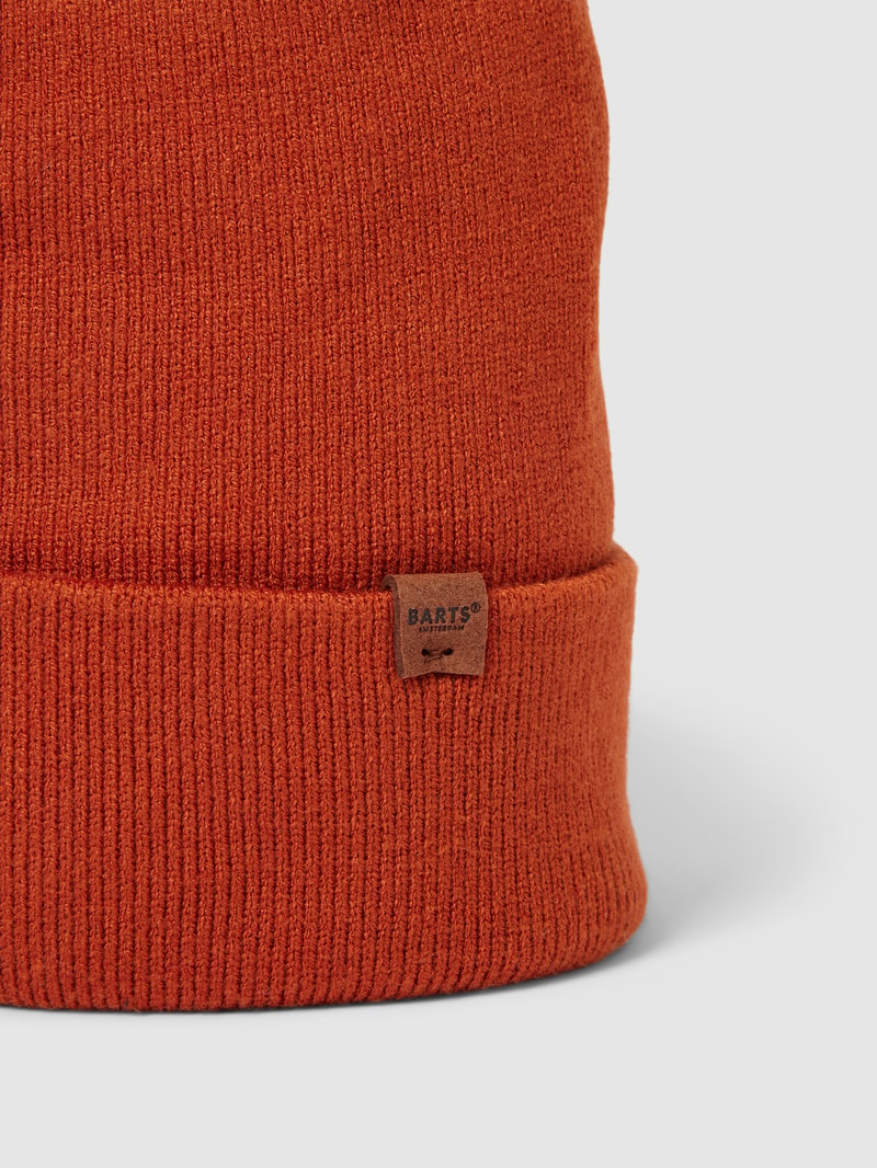 Beanie mit Label-Detail Modell 'WILLES' in orange