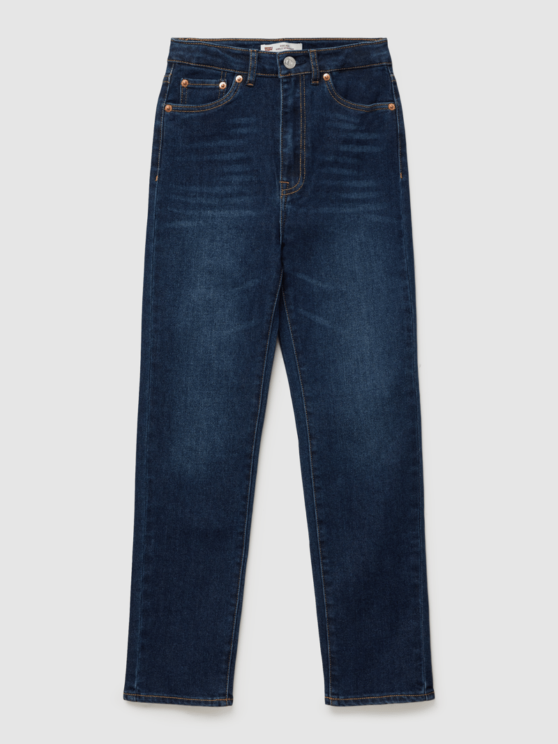 High Rise Slim Fit Jeans mit Kontrastnähten in blau