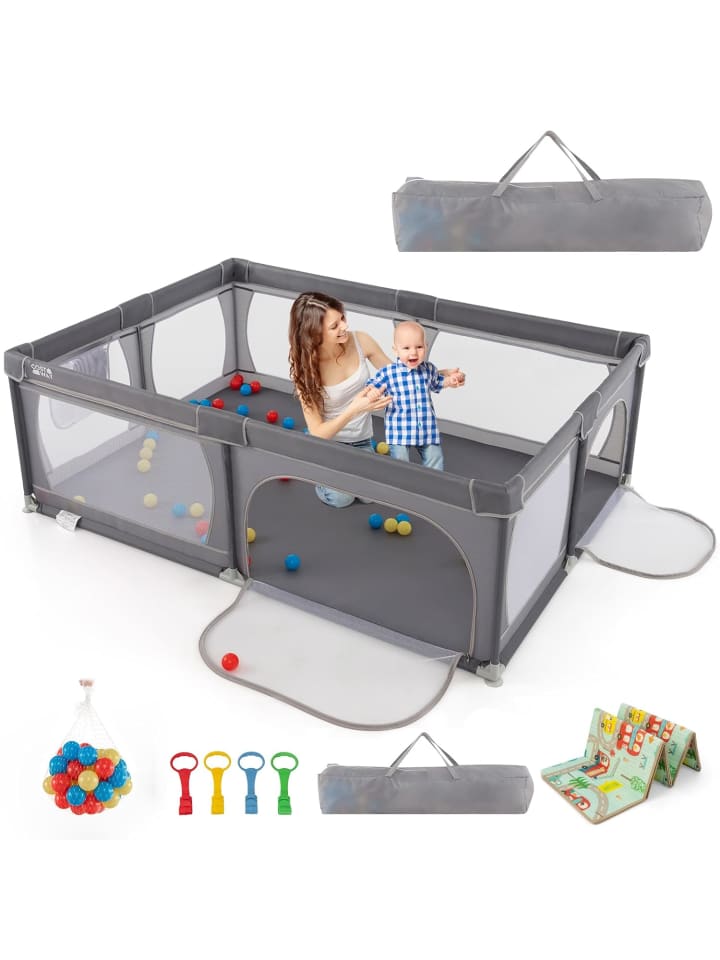 COSTWAY Laufgitter mit 50 Spielbällen in Anthrazit günstig kaufen 68 cm