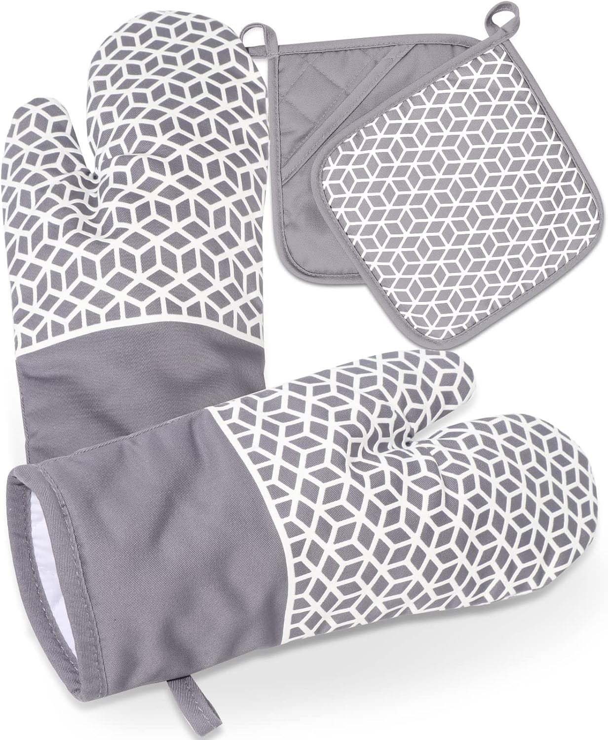 aikidio Topflappen Ofenhandschuhe Topflappen, Hitzebeständig Handschuh küche, Grau, (2-tlg)