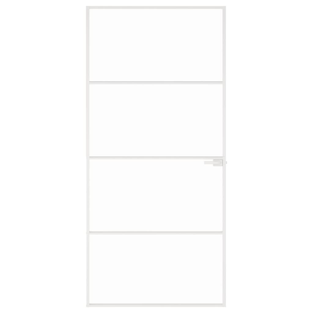 vidaXL Haustür Innentür Weiß 93x201,5 cm Hartglas & Aluminium Schlank (1-St)